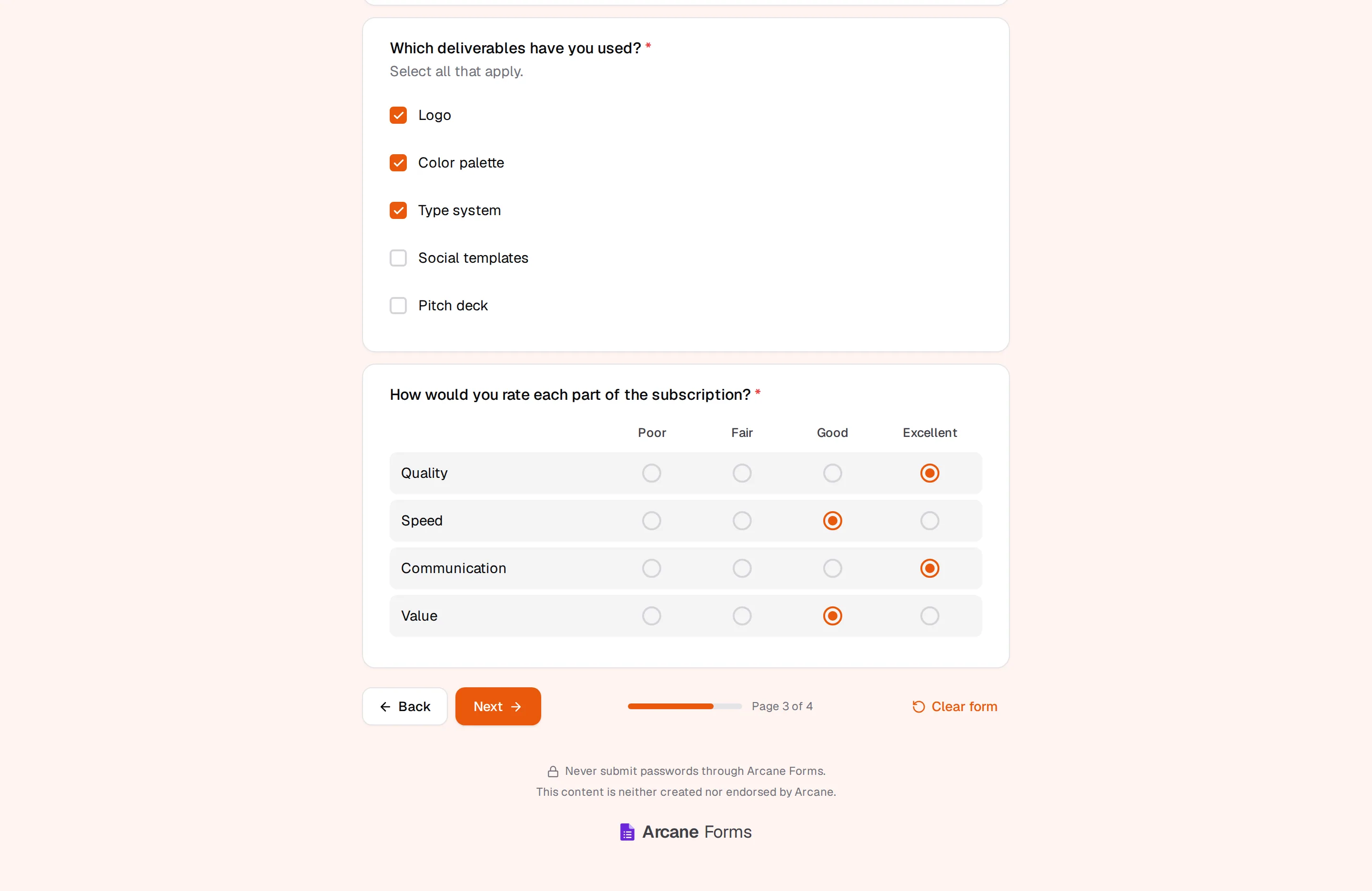A survey as respondents see it, with a progress bar