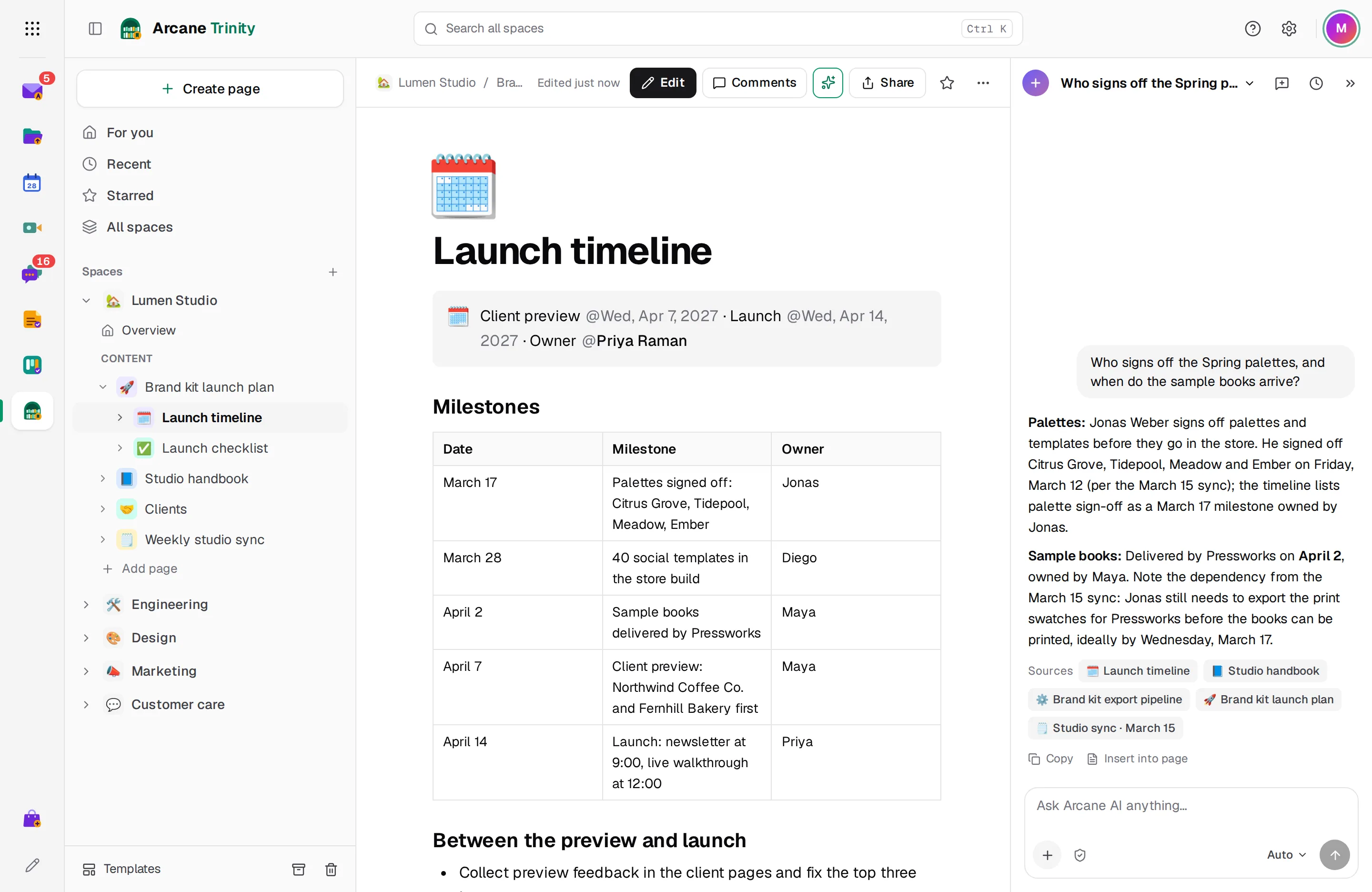 Ask AI open beside a page, with an answer and its sources